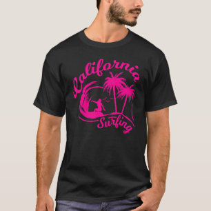 Camiseta Surfista Rosa California Surfing Beach Big Wave Su