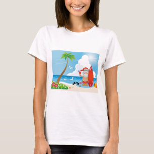 Camiseta surfista santa claus