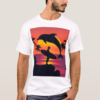 Camiseta Surfista solar e Silhueta de golfinho - Beac tropi