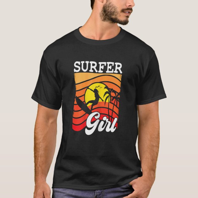Camiseta Surfista Surfista Surfista Garota Palm Surfe (Frente)