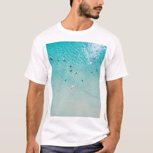 Camiseta Surfista vista aérea, mar limpo.