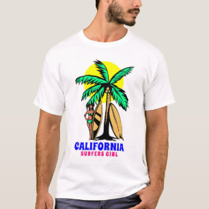 Camiseta surfistas meninas na praia da califórnia