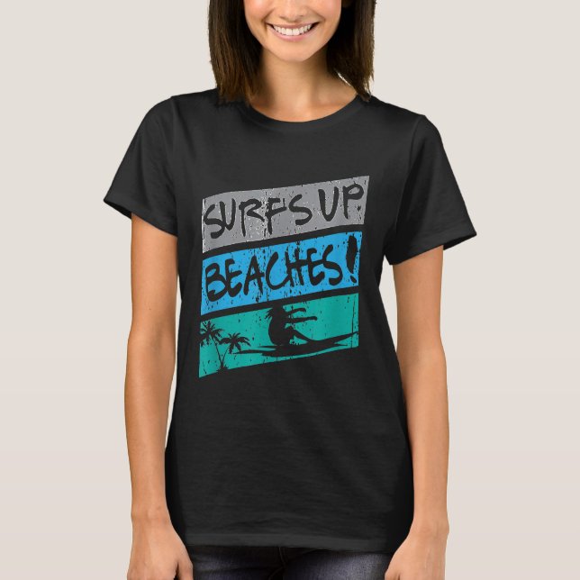 Camiseta Surfs Up Beaches Light Color Impressão (Frente)