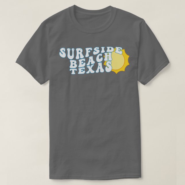 Camiseta Surfside Beach Texas Retro Wavy 1970s Sunshine Tex (Frente do Design)