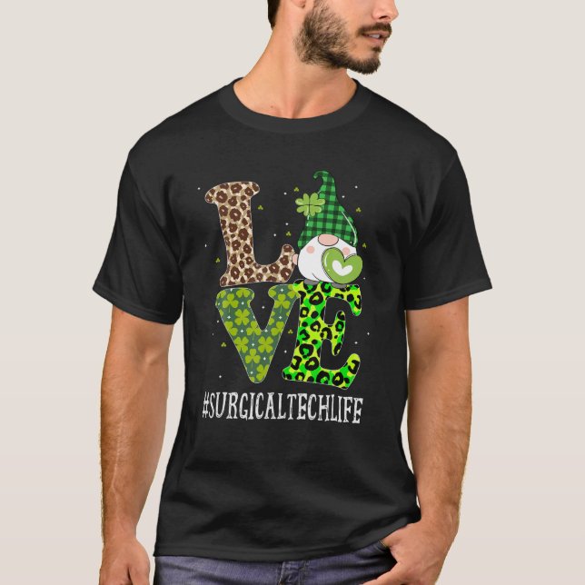 Camiseta Surgical Tech Love St Patricks Day Gnome Leopard W (Frente)