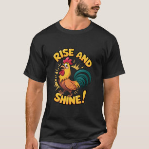Camiseta Surgir e Brilhar Feliz Rooster Manhã T Sh