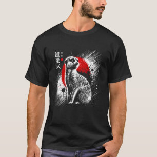 Camiseta Suricata. Animais do Pôr do Sol Sumi-e Legal.