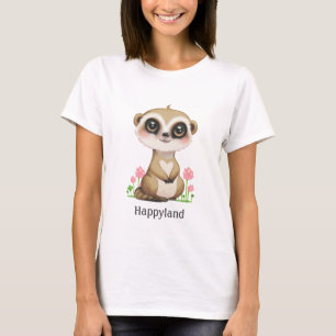Camiseta Suricata e Flores Personalizado Fofos
