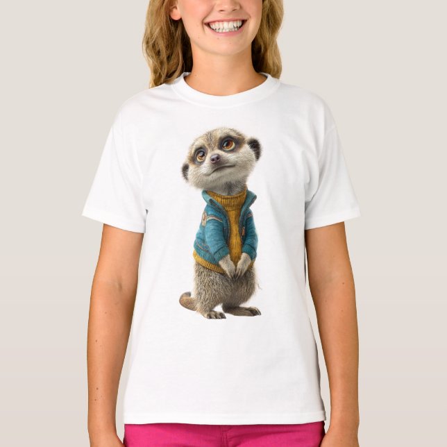 Camiseta Suricate Fofo em um Casaco Minúsculo para Crianças (Frente)