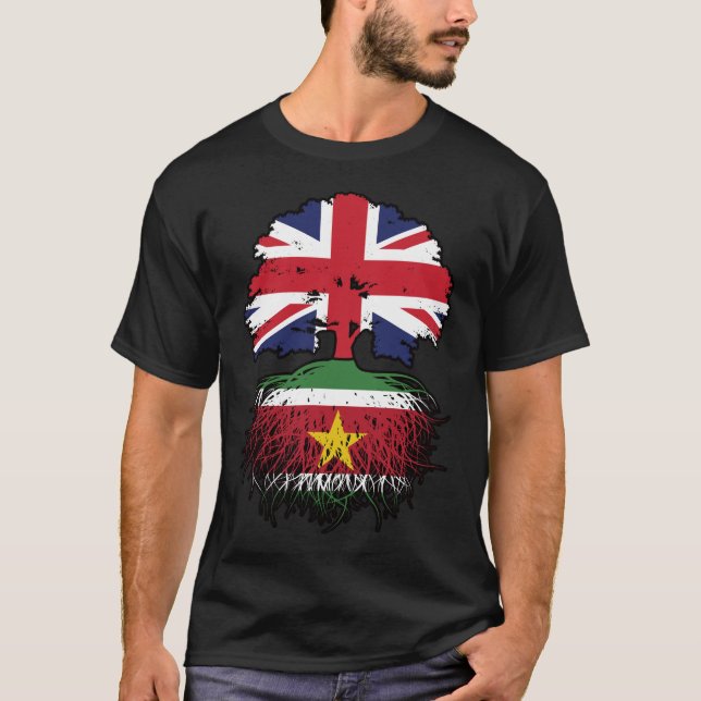 Camiseta Suriname Surinamese British Tree Roots Flag (Frente)
