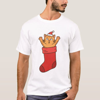 Camiseta Surpresa de Gatinho em Meia de Natal