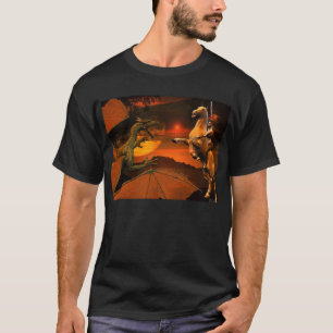 Camiseta Surpresa do dragão no por do sol,