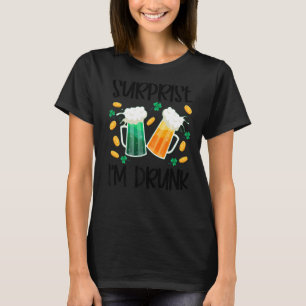 Camiseta Surpresa sou Bebado Dia de São Patrício Engraçado