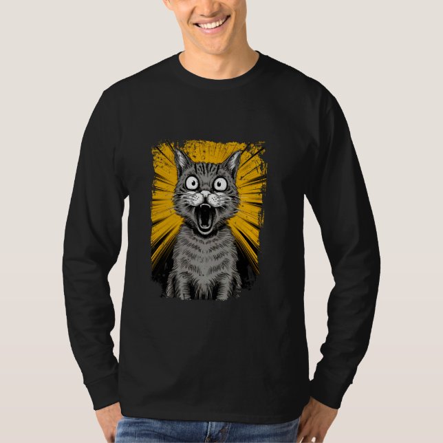 Camiseta Surprised Cat Kitty Comic Anime Style Design (Frente)