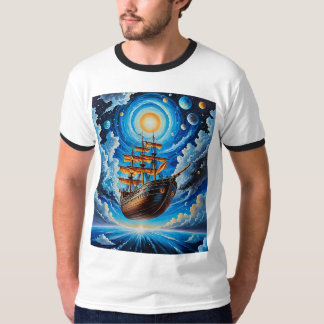 Camiseta Surreal Cosmmmic Flying Ship Fantasy Art Shirt
