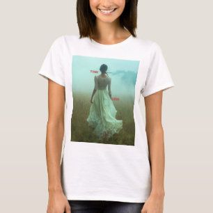Camiseta surreal fashion. Bride walking in the field