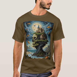 Camiseta Surreal Gothic Castle Skull T-Shirt