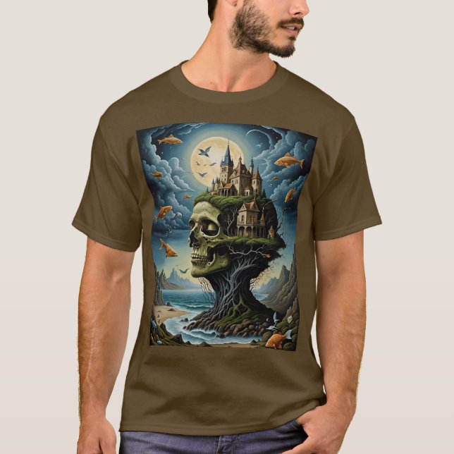 Camiseta Surreal Gothic Castle Skull T-Shirt (Frente)