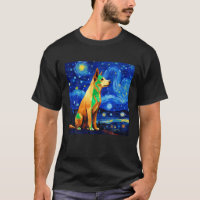 Surreal Starry Night Jindo Dog T Shirt
