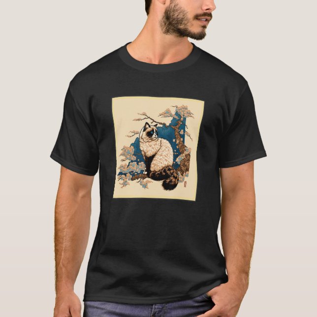Camiseta Surrealism Japanese Painting Ragdoll cat (Frente)