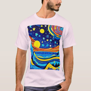 Camiseta Surrealismo noturno estrelado