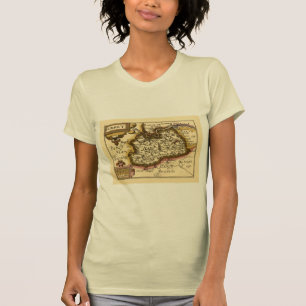 Camiseta Surrey County England Antigo Mapa Atlas Antiquário