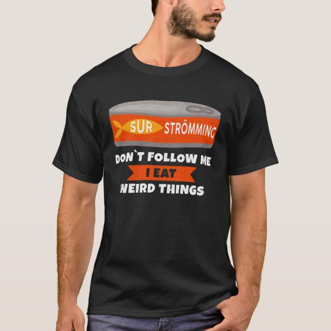 Camiseta Surströmming Fish Tin com texto alemão (Frente)