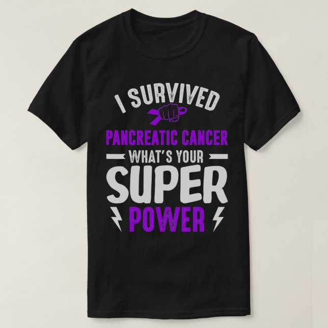 Camiseta Survived Pancreatic Cancer Awareness Survivor Purp (Frente do Design)
