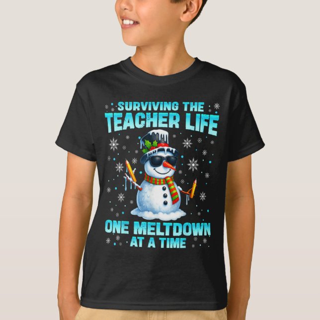 Camiseta Surviving The Teacher Life Pjs Pajamas Christmas X (Frente)