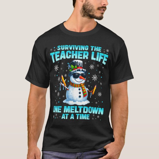 Camiseta Surviving The Teacher Life Pjs Pajamas Christmas X (Frente)