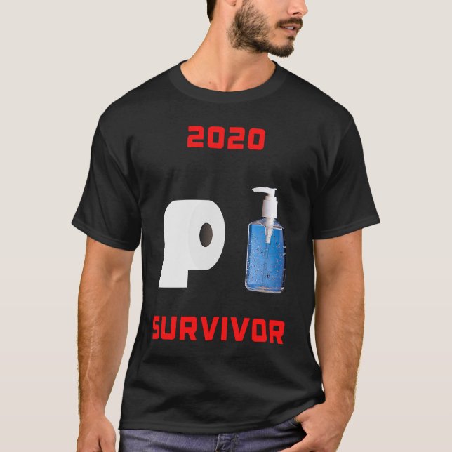 Camiseta Survivor 2020 Mão Sanitizer Toilet Paper (Frente)