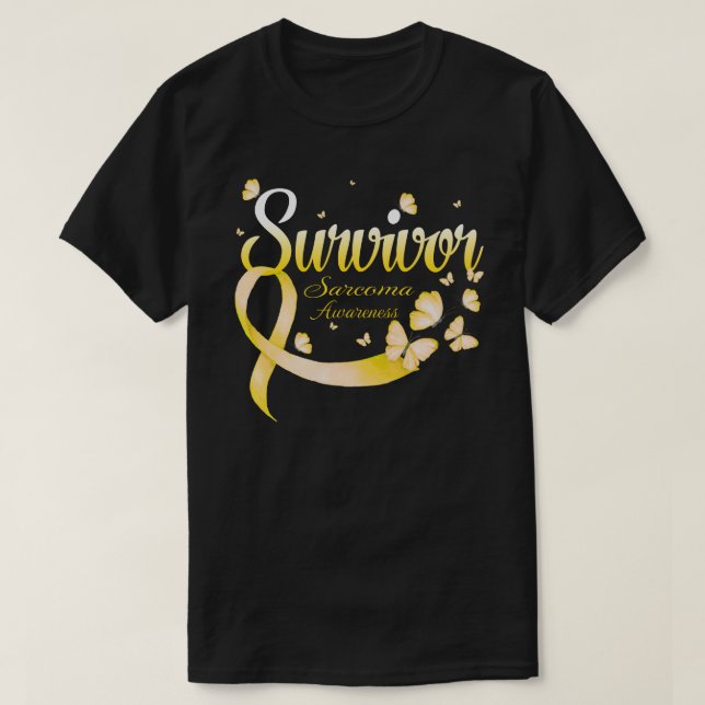 Camiseta Survivor Sarcoma Awareness Butterfly (Frente do Design)