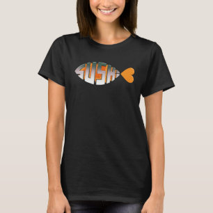 Camiseta Sushi Amor Tipografia Inspirada em Peixes Religios