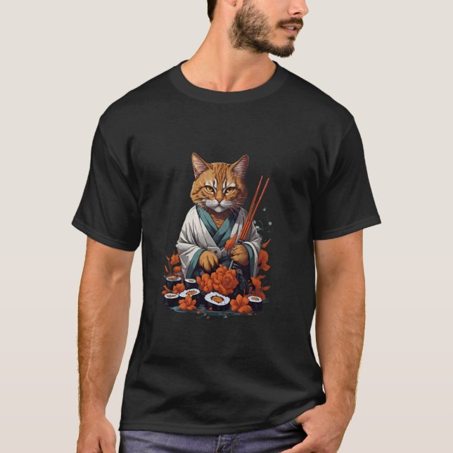 Camiseta Sushi Anime Cat Cats Kawaii Neko Sushi Lover (Frente)