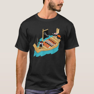 Camiseta Sushi Boat Pirate Sashimi Fish Rice Japão Fãs Gif