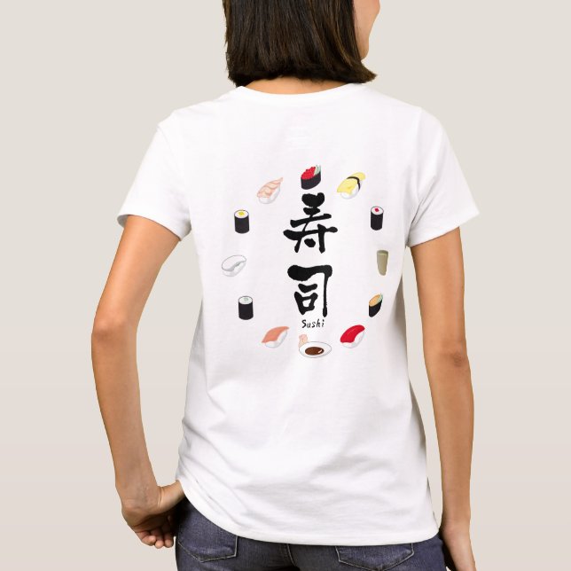Camiseta Sushi (Caligrafia Japonesa) (Verso)