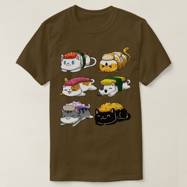 Camiseta Sushi Cat Anime (Frente do Design)