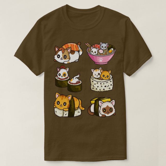 Camiseta Sushi Cat Anime Japonês (Frente do Design)