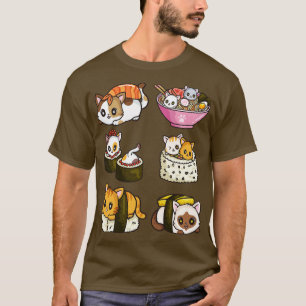 Camiseta Sushi Cat Anime Japonês