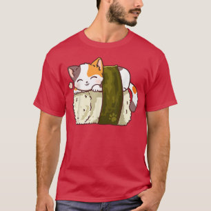 Camiseta Sushi Cat Anime Japonês Noodles Kawaii Neko Girls