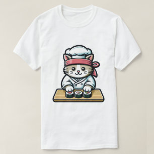 Camiseta Sushi Cat - Fazer de Gato Bonito e Engraçado Sushi