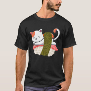 Camiseta Sushi Cat Gatinho Kitten Japonês Comida Sashimi