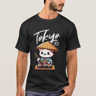 Camiseta Sushi Cat Kawaii Japanese Harajuku Anime Tokyo Cat