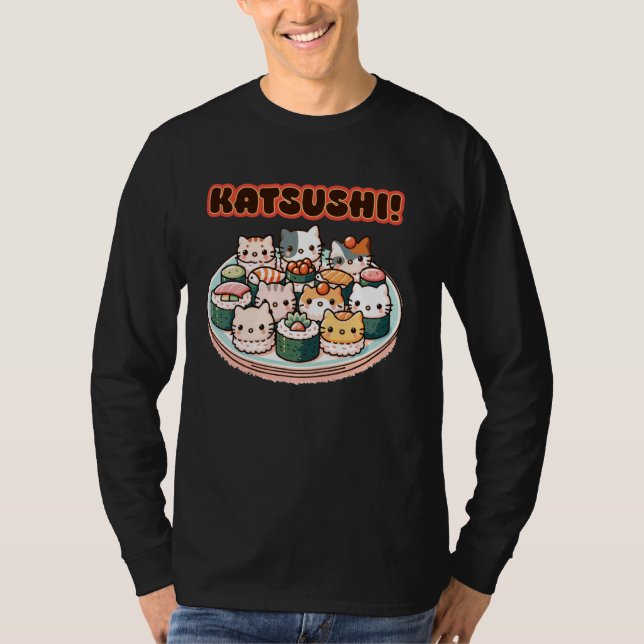 Camiseta Sushi Cats Kawaii Anime Neko Cat Lover Sushi Lover (Frente)