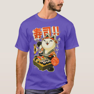 Camiseta Sushi Chef Cute Kitchen Gatinho Restaurante Japonê