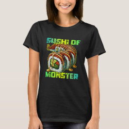 Camiseta sushi de design de monstro
