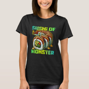Camiseta sushi de design de monstro