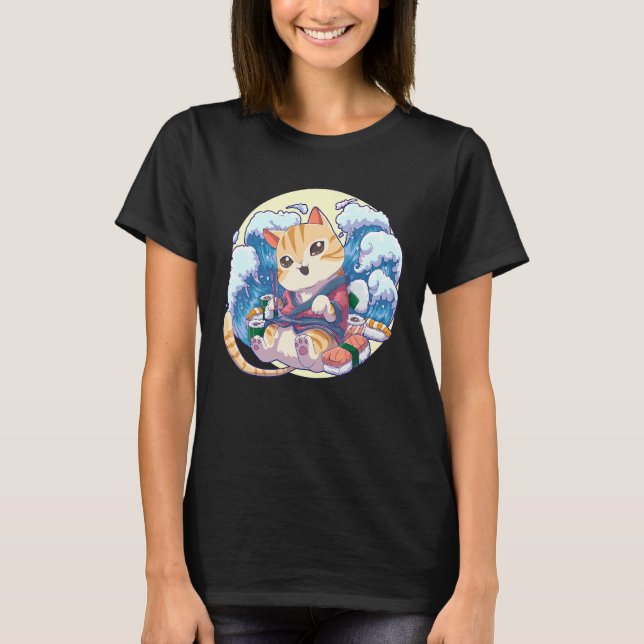 Camiseta Sushi de Gato Japonês Neko (Frente)