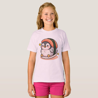 Camiseta Sushi de Pinguim Fofo Kawaii Comida Japonesa 