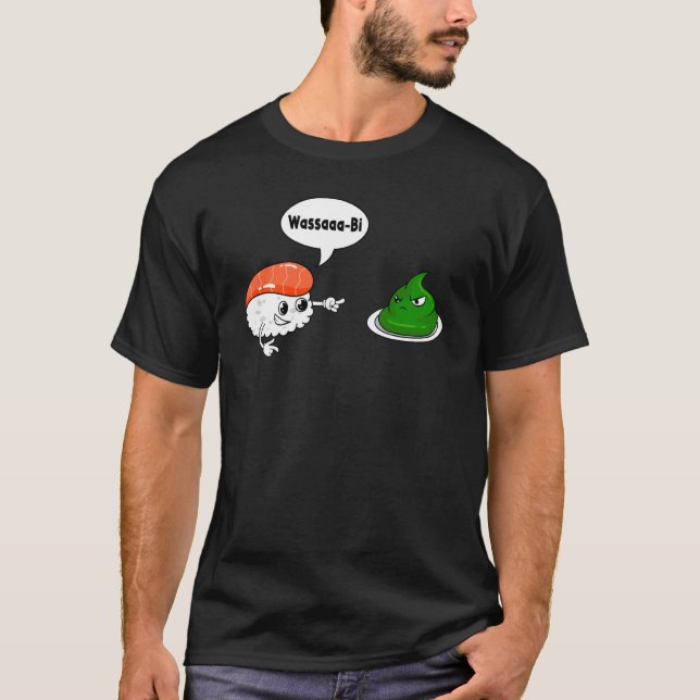 Camiseta Sushi de Salmão Wasabi Pasta Condimento Picante (Frente)